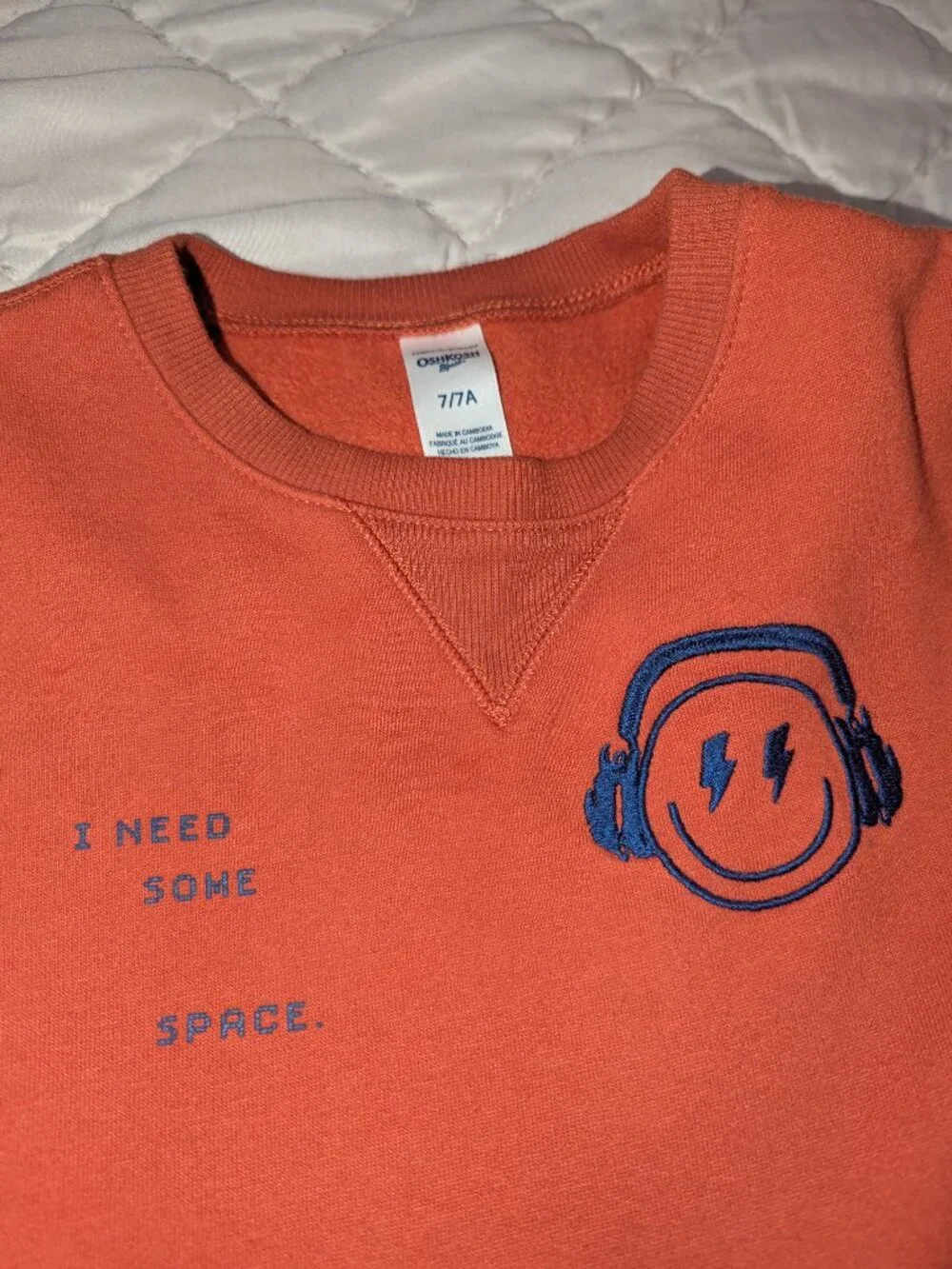 Boys Long Sleeve Button Down Shirt and Orange Sweatshirt
